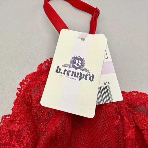 B.tempt'd by Wacoal Bra Size 34C Red Lace Opening Act Underwire Sexy NEW NWT - Picture 3 of 8